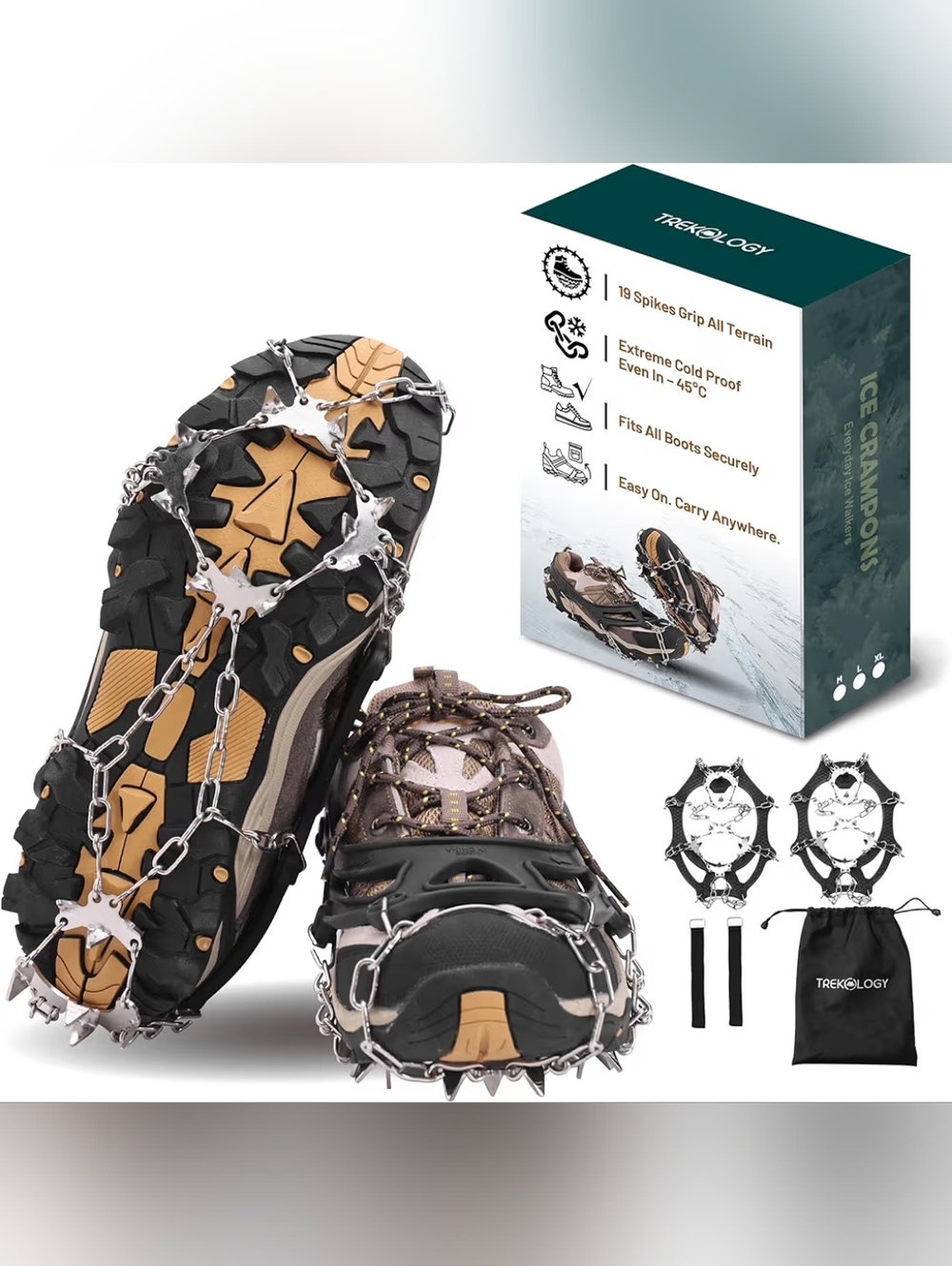 Trekology Ice Crampons Spike Traction Covers - Black & Tan